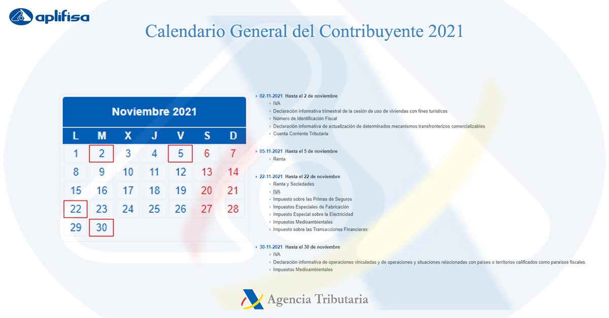 calendario contribuyente noviembre 2021 software para asesorías y empresas