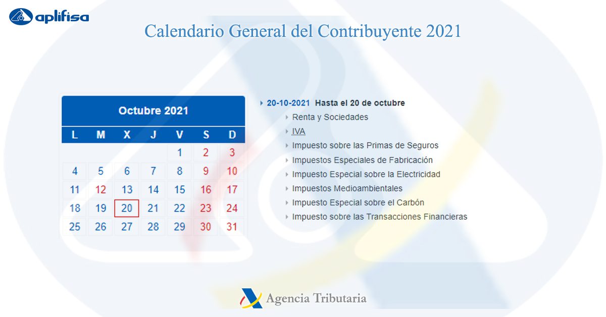 calendario contribuyente octubre 2021 software para asesorías y empresas